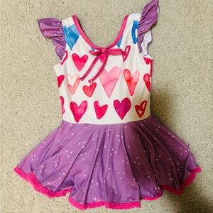 Cheeky Plum Pink and Purple Heart Leotard with Skirt